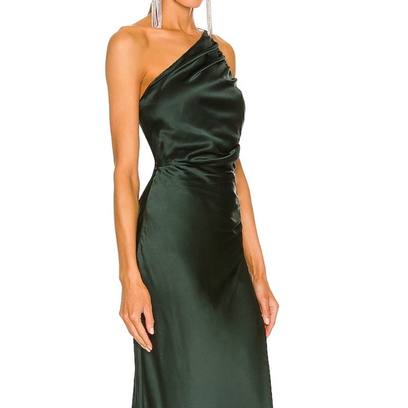 The Sei One Shoulder Midi Dress in Hunter - Picture 3 of 16